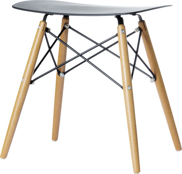 Hocker SKOLL Beine Massivholz Buche Sitzfläche schwarz