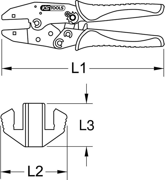 Crimpzange für Westernstecker RJ22 brüniert Länge 220 mm, ab 2 Stk