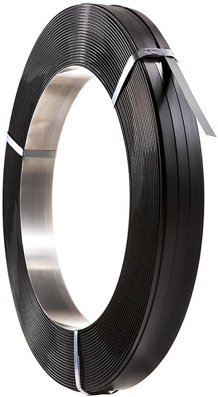 Stahlband, schwarz lackiert Kern-Ø 400 mm Bandbreite 19 mm, Bandlänge 650 m