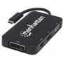 Manhattan USB Adapter [1x USB-C™ Stecker - 1x DVI-Buchse 24+5pol., DisplayPort Buchse, HDMI-Buchse, VGA-Buchse] Schwarz