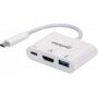 Manhattan USB Adapter [1x USB-C™ Stecker - 1x HDMI-Buchse, USB 2.0 Buchse A, USB-C™ Buchse] Weiß
