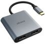 Akasa USB Typ C zu Dual DisplayPort MST Adapter 4K - Silber