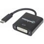 Manhattan USB / DVI Adapter [1x USB 3.1 Stecker C - 1x DVI-Stecker 24+5pol.] Schwarz Farbcodiert, Flexibel,