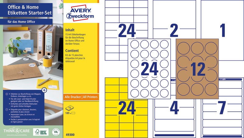 Avery Zweckform Stickerset 1-24 Stickerset 1-24