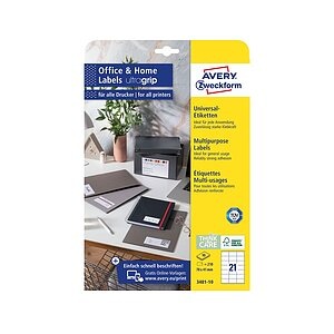 Avery-Zweckform 3481-10 Etiketten 70 x 41 mm Papier Weiß 210 St. Permanent Universal-Etiketten 10 Blatt DIN A4