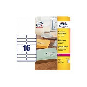 AVERY ZWECKFORM Adress-Etik. Laser 99,1x33,9mm L7562-25 transparent 40