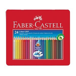 Faber-Castell Buntstifte-Set COLOUR GRIP mit 24 Farben im Metalletui