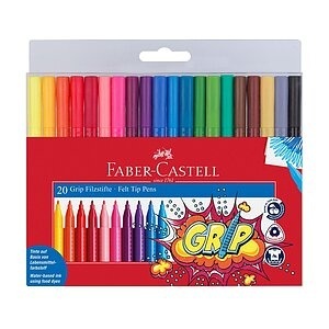 Faber-Castell Filzstifte-Set GRIP COLOUR MARKER mit 20 Farben