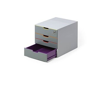 DURABLE Schubladen-Box HxBxT 292 x 280 x 356 mm, grau 4 Schubladen, davon 1 abschließbar