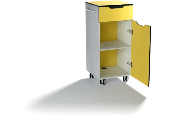 DURABLE Multitrolley QUADRO Modell ADVANCED, mit Tür weiß / gelb