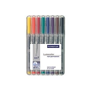Staedtler Folienstift Lumocolor F non-permanent 316 Blau, Braun, Gelb, Grün, Orange, Rot, Schwarz, Violett 316 WP8