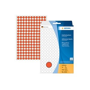 HERMA Vielzwecketiketten/Farbpunkte Ø 8 mm rund rot Papier matt Handbeschriftung 5632 St.