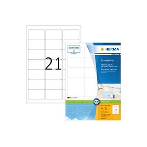 HERMA Adressetiketten Premium A4 63.5x38.1 mm weiß Papier matt 2100 St.