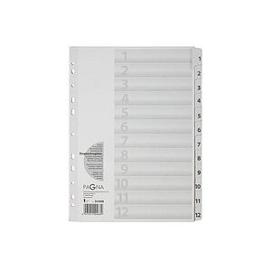 PAGNA Register Karton weiss A4 31005-08 12-teilig, 1-12