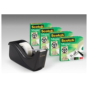 Scotch® Tischabroller Promotion C60-BK4, für Rollen L 38 m x B 19 mm, inkl. 4 Rollen Scotch® Magic™ Klebeband