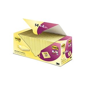 POST-IT Notes Promo Pack 77x76mm 654P14CY+ canary yellow 14+4
