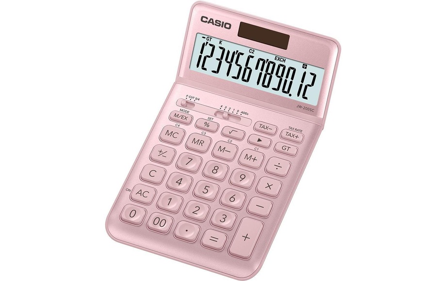 Casio JW-200SC Tischrechner Rosa Display (Stellen): 12 solarbetrieben, batteriebetrieben (B x H x T) 109 x 11 x 184 mm