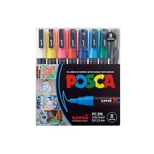 UNI-BALL Marker Posca 0.9-1.3mm PC-3M 8C 8 Farben ass.