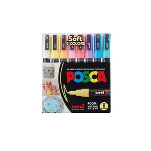 Uni Marker POSCA Softcolors 0.9 - 1.3mm, 8