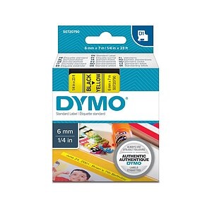 Schriftband DYMO D1 43618 Bandfarbe: Gelb Schriftfarbe:Schwarz 6 mm 7 m