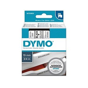 DYMO D1-Schriftband Breite 19 mm schwarz auf transparent, VE 1 Stk