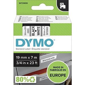 DYMO D1-Schriftband Breite 19 mm schwarz auf weiß, VE 1 Stk