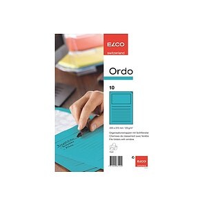 ELCO Sichthülle Ordo 120g A4 73695.32 intensivblau, Fenster 10 Stück