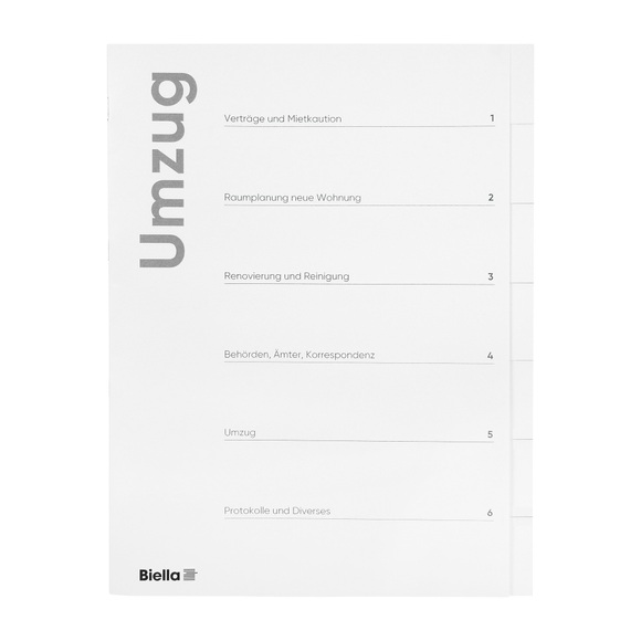 BIELLA Umzugsmappe A4 03310106.90 DE weiss, 6-teilig Karton