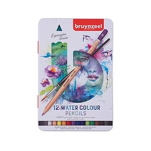 BRUYNZEEL Aquarellfarbstifte Expression 60313012 12 Farben Metalletui