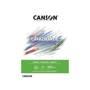 CANSON Zeichenblock Graduate A5 400110364 30 Blatt, Zeichnen, 160g