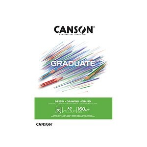 CANSON Zeichenblock Graduate A3 400110366 30 Blatt, Zeichnen, 160g