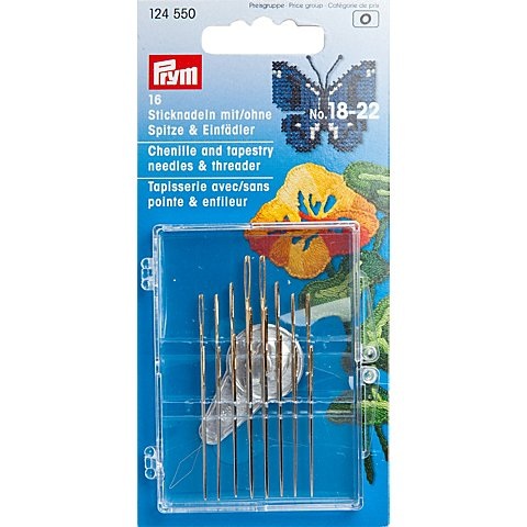 Prym Sticknadeln, mit und ohne Spitze, 16 Stück inkl. Einfädler