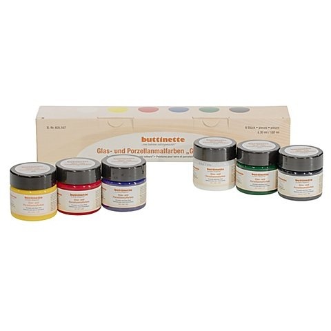 buttinette Glas- und Porzellanmalfarben, 6x 30 ml