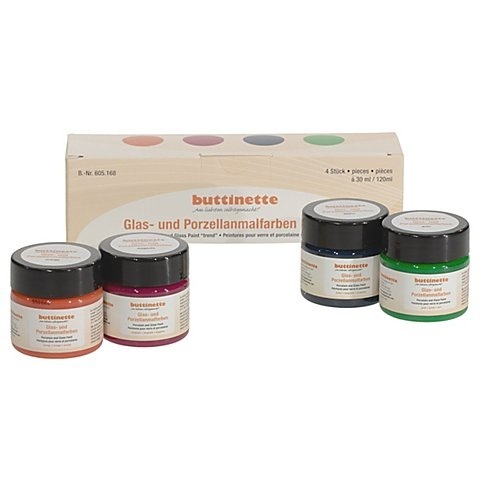 buttinette Glas- und Porzellanmalfarben, 4x 30 ml