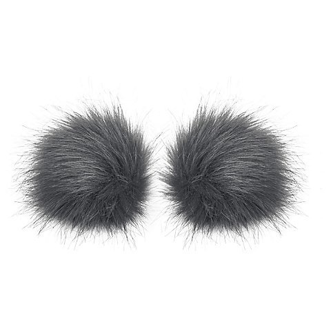 buttinette Fellimitat-Bommel, grau, Grösse: 9 cm Ø