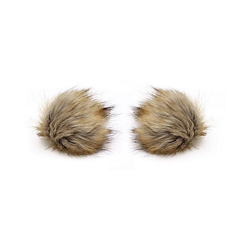 buttinette Fellimitat-Bommel, beige, Grösse: 9 cm Ø