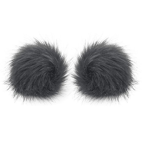 buttinette Fellimitat-Bommel, grau, Grösse: 12 cm Ø