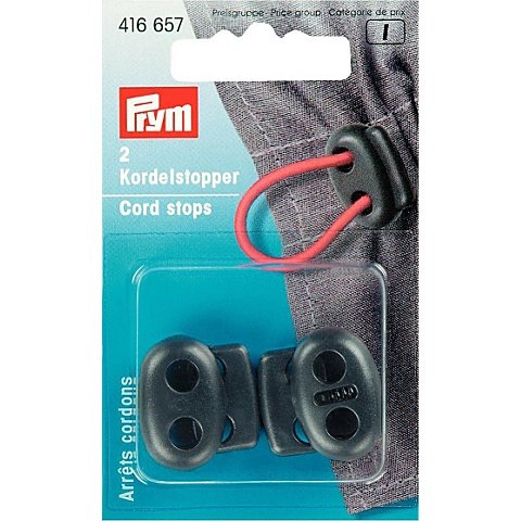 Prym Kordelstopper, schwarz, für Kordeln bis 5 mm Ø, Inhalt: 2 Stück