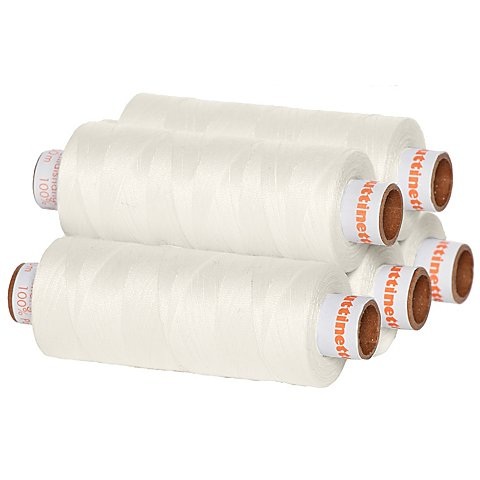 buttinette Universal-Nähgarn, Stärke: 100, 5er-Pack, wollweiss