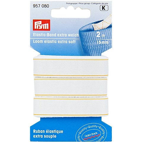 Prym Gold-Zack Gummiband, extra weich, Breite: 15 mm, Länge: 2 m
