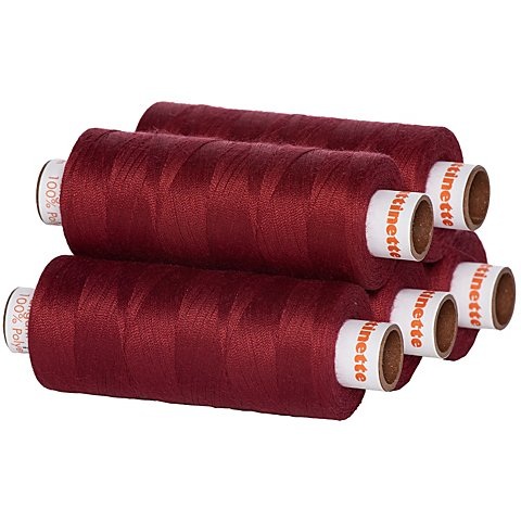 buttinette Universal-Nähgarn, Stärke: 100, 5er-Pack, weinrot