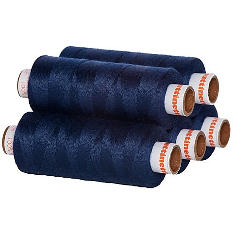 buttinette Universal-Nähgarn, Stärke: 100, 5er-Pack, marine