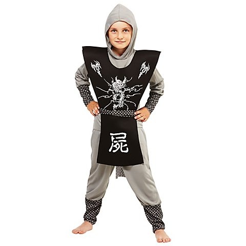 Ninja Kostüm für Kinder, grau/schwarz/weiss