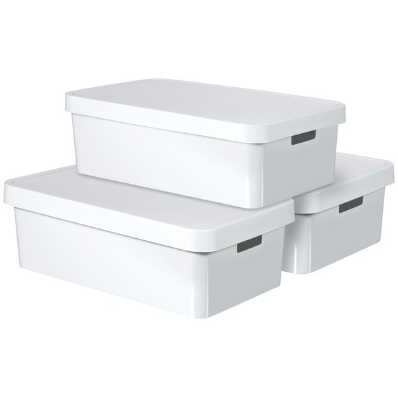 Curver Infinity Aufbewahrungsbox mit Deckel 3 Stk. 30 L Weiß 240671