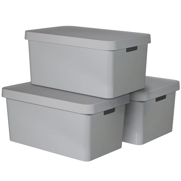 Curver Infinity Aufbewahrungsbox mit Deckel 3 Stk. 45 L Grau 240659