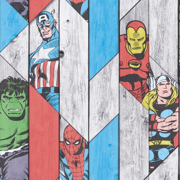 Kids at Home Tapete Marvel Wood Grau 102435