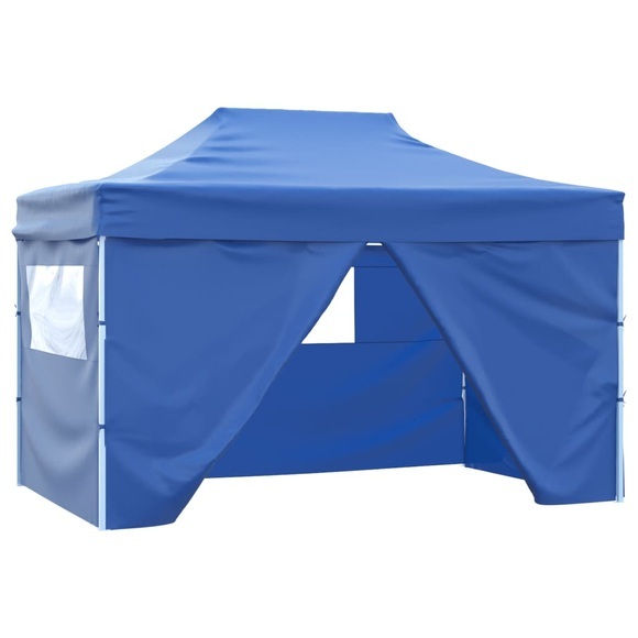 Faltzelt Pop-Up mit 4 Seitenteilen 3 x 4,5 m Blau