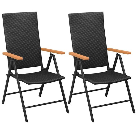 vidaXL Stapelbare Gartenstühle 2 Stk. Poly Rattan Schwarz