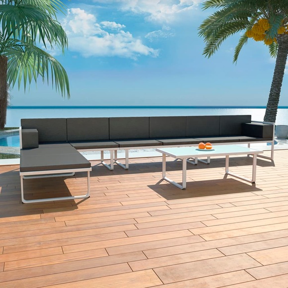 5-tlg. Garten-Lounge-Set Textilene Aluminium Schwarz