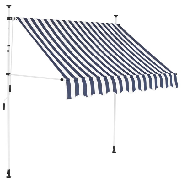 Einziehbare Markise Handbetrieben 200 cm Blau/Weiss Gestreift